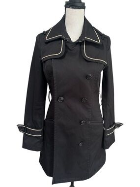 Peacebird Women’s Black Belted Trench Coat Sz S